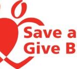 Save a life give blood donation logo