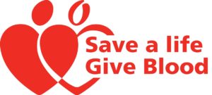 Save a life give blood donation logo