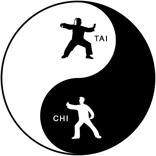 ying and yang symbol with tai chi written in it