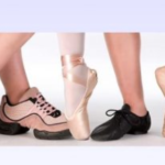 Dancing shoes in different positions, ballet tap modern and street dance
