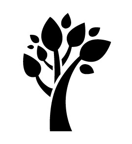 ZCC logo, a black and white image of a cartoon tree