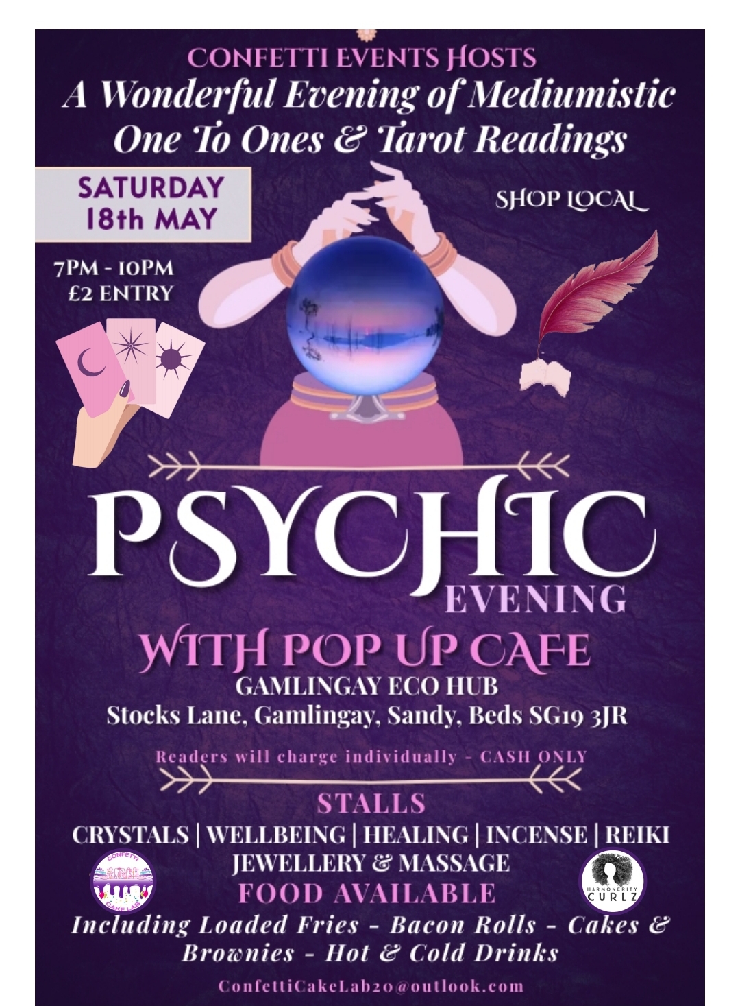 Psychic evening, Saturday may 18th 5 30 to 10 30. A Wonderful Evening of Mediumistic One to One and Tarot Readings