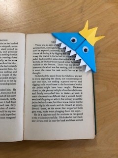 homemade bookmark on book