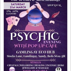 purple poster saying psychic evening